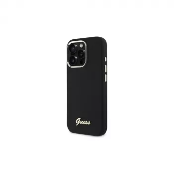 Guess GUHCP16XSMBSLK iPhone 16 Pro Max 6.9 čierne pevné puzdro Silicone Script Metal Logo & Frame