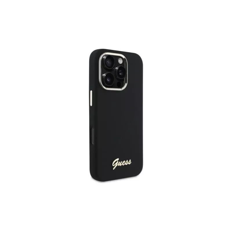 Guess GUHCP16XSMBSLK iPhone 16 Pro Max 6.9 čierne pevné puzdro Silicone Script Metal Logo & Frame