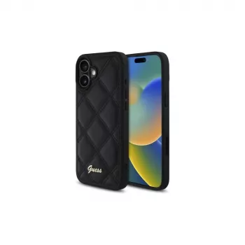 Guess Quilted Metal Logo pevné puzdro pre Apple iPhone 16 Plus 6,7