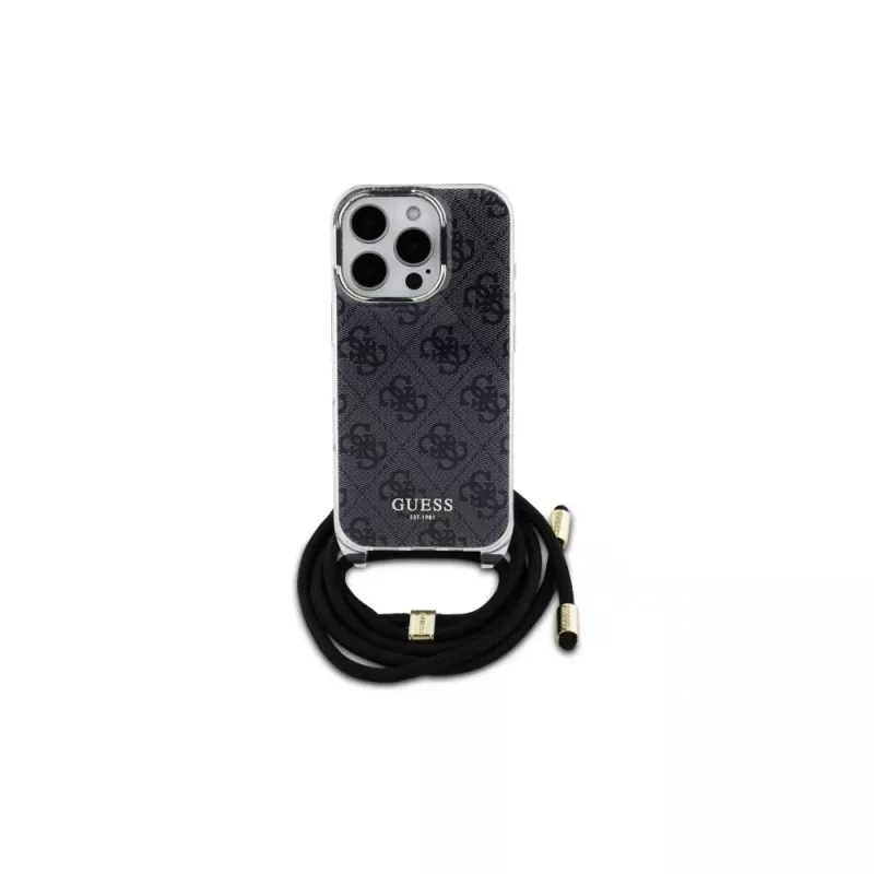 Guess GUHCP16LHC4SEK iPhone 16 Pro puzdro crossbody šnúrka 4G print čierne