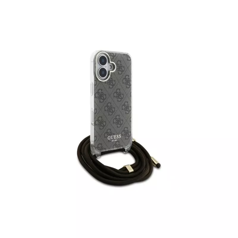 Guess GUHCP16SHC4SEW iPhone 16 6.1 puzdro crossbody šnúrka 4G print hnedé