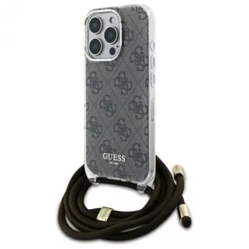 Guess GUHCP16LHC4SEW iPhone 16 Pro puzdro crossbody šnúrka 4G print hnedé