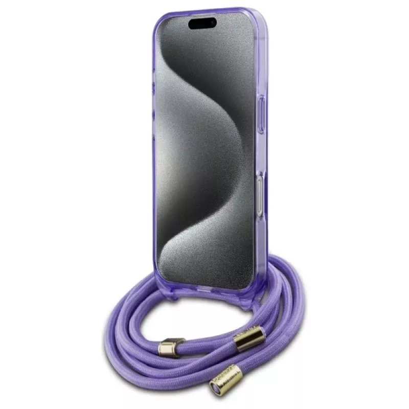 Guess GUHMP16LHCTSGNSU iPhone 16 Pro 6,3 inch fialové puzdro crossbody šnúrka Script MagSafe