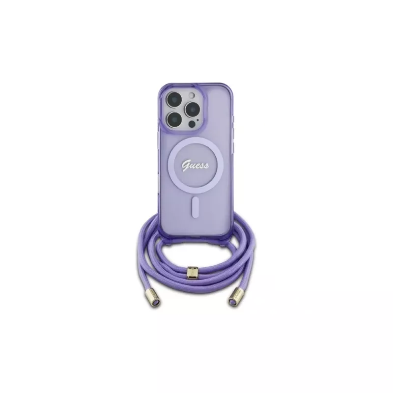 Guess GUHMP16XHCTSGNSU iPhone 16 Pro Max 6,9 inch fialové puzdro crossbody šnúrka Script MagSafe