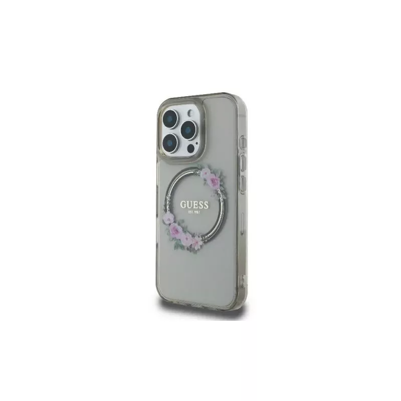 Guess GUHMP16LHFWFCK iPhone 16 Pro puzdro IML Flowers Wreath MagSafe čierne