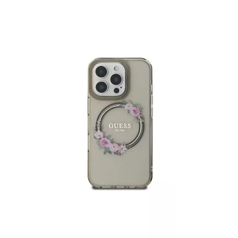 Guess GUHMP16LHFWFCK iPhone 16 Pro puzdro IML Flowers Wreath MagSafe čierne