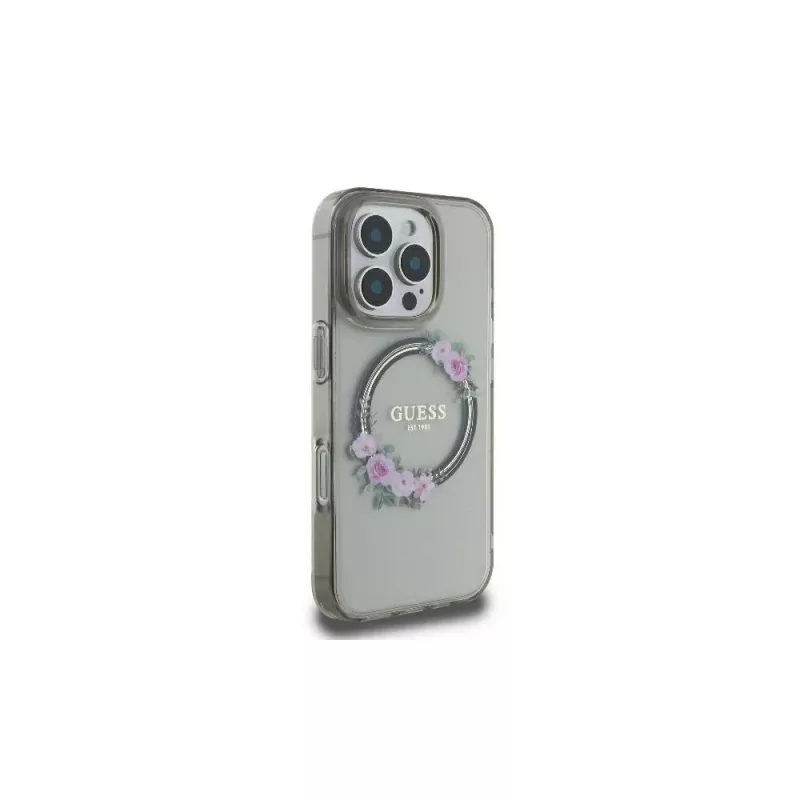 Guess GUHMP16LHFWFCK iPhone 16 Pro puzdro IML Flowers Wreath MagSafe čierne