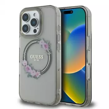 Guess GUHMP16XHFWFCK iPhone 16 Pro Max 6.9 čierne puzdro IML Flowers Wreath MagSafe
