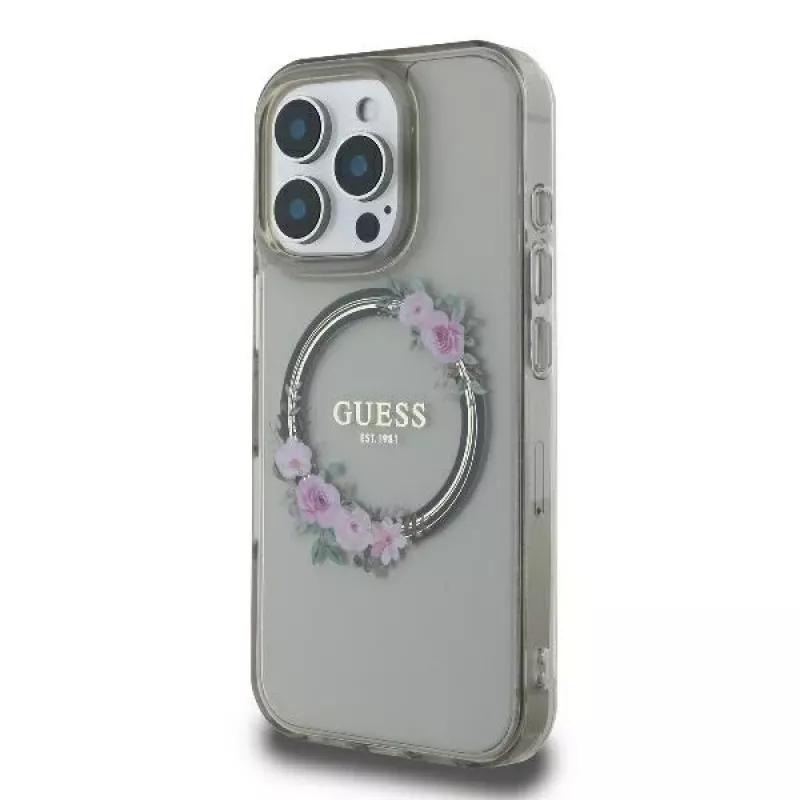 Guess GUHMP16XHFWFCK iPhone 16 Pro Max 6.9 čierne puzdro IML Flowers Wreath MagSafe
