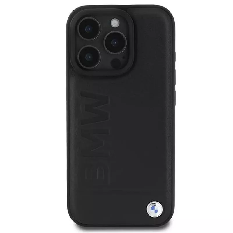 BMW Hot Stamp kožené puzdro pre iPhone 16 Pro 6,3 inch čierne