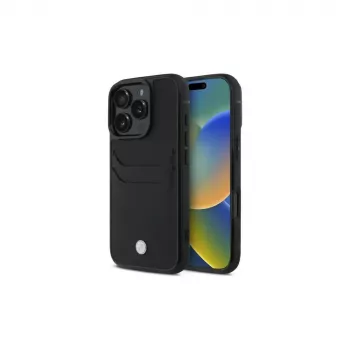 BMW Signature kožené puzdro s priehradkou na karty pre Apple iPhone 16 Pro Max 6,9 inch čierne