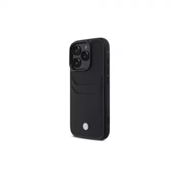 BMW Signature kožené puzdro s priehradkou na karty pre Apple iPhone 16 Pro Max 6,9 inch čierne