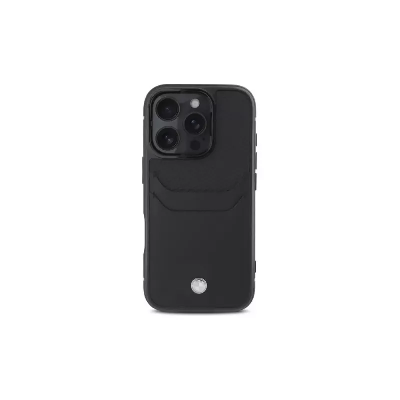 BMW Signature kožené puzdro s priehradkou na karty pre Apple iPhone 16 Pro Max 6,9 inch čierne