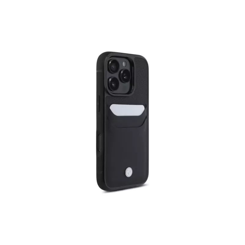 BMW Signature kožené puzdro s priehradkou na karty pre Apple iPhone 16 Pro Max 6,9 inch čierne