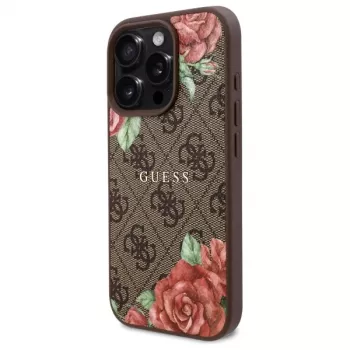 Guess GUHMP16LP4ROPEMCW iPhone 16 Pro puzdro 4G Flowers Print MagSafe hnedé
