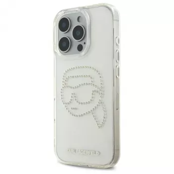 Karl Lagerfeld IML Rhinestones Karl Head zadný kryt pre iPhone 16 Pro Max (transparentná)