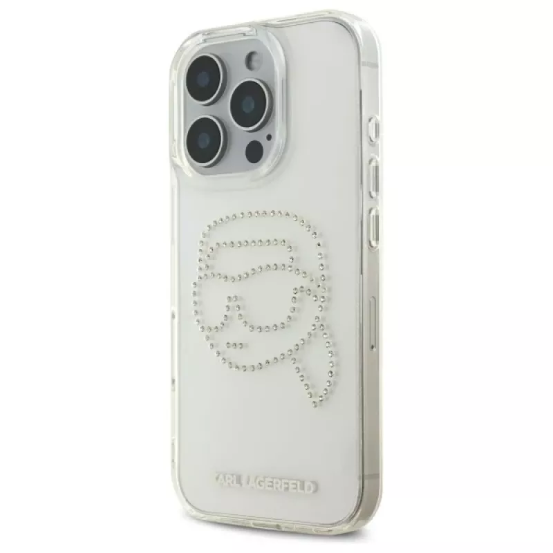 Karl Lagerfeld IML Rhinestones Karl Head zadný kryt pre iPhone 16 Pro Max (transparentná)