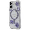 Guess Resin Flowers Glitter MagSafe puzdro pre iPhone 16 fialová