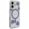 Guess Resin Flowers Glitter MagSafe puzdro pre iPhone 16 fialová