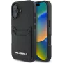 Karl Lagerfeld HC Grained PU Card Slot Metal Elongated puzdro pre iPhone 16, čierna
