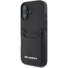 Karl Lagerfeld HC Grained PU Card Slot Metal Elongated puzdro pre iPhone 16, čierna