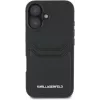 Karl Lagerfeld HC Grained PU Card Slot Metal Elongated puzdro pre iPhone 16, čierna