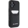 Karl Lagerfeld HC Grained PU Card Slot Metal Elongated puzdro pre iPhone 16, čierna