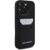 KARL LAGERFELD HC Grained PU Card Slot Metal Elongated puzdro pre iPhone 16 Pro čierna