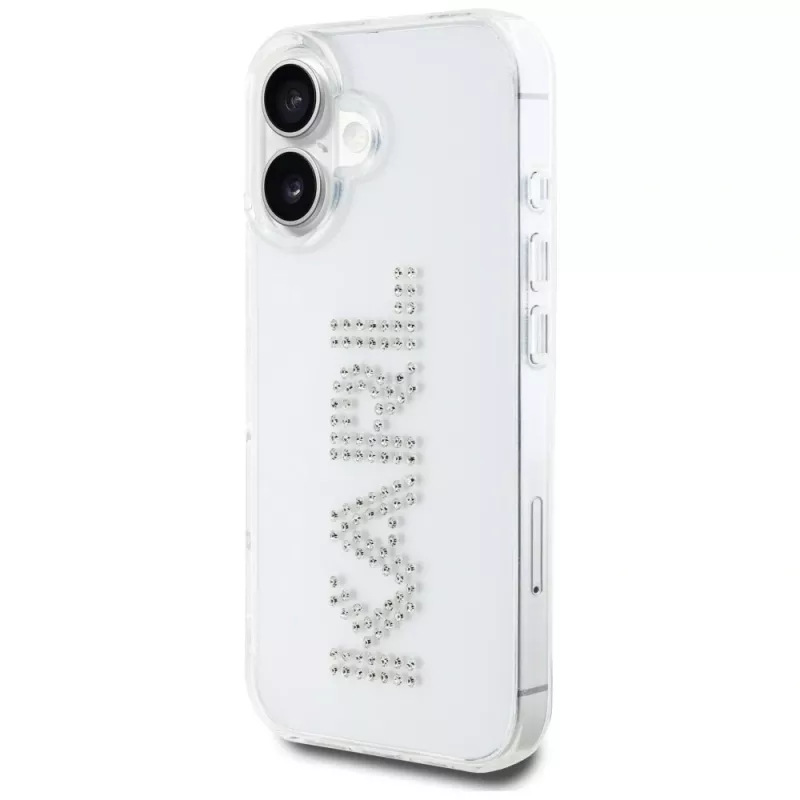 KARL LAGERFELD IML Rhinestones Logo zadný kryt pre Apple iPhone 16 - transparentná