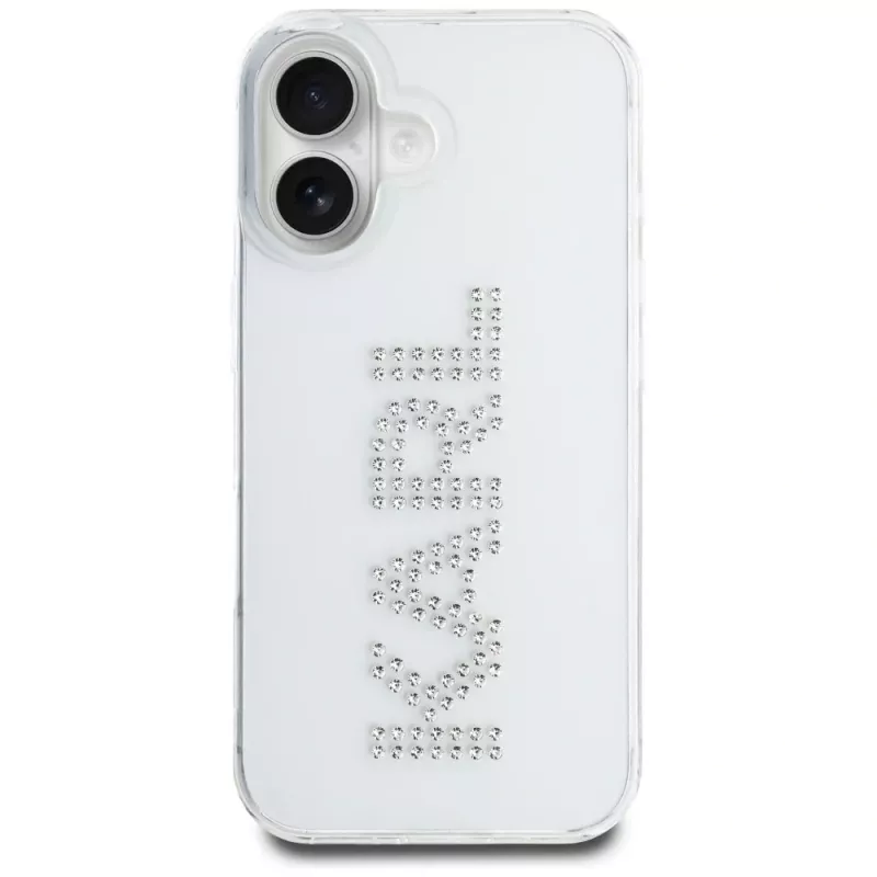 KARL LAGERFELD IML Rhinestones Logo zadný kryt pre Apple iPhone 16 - transparentná