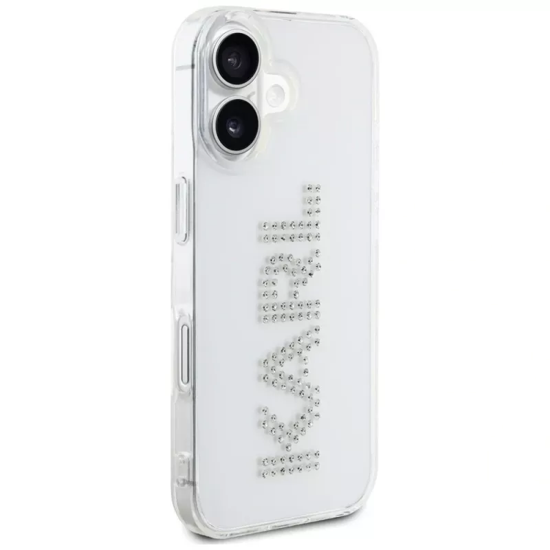 KARL LAGERFELD IML Rhinestones Logo zadný kryt pre Apple iPhone 16 - transparentná