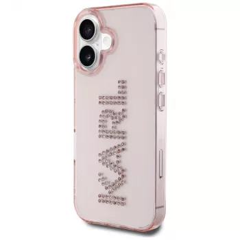 Karl Lagerfeld IML Rhinestones Logo zadný kryt pre iPhone 16, ružová