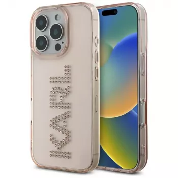 KARL LAGERFELD IML Rhinestones Logo puzdro pre iPhone 16 Pro ružová