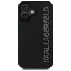 KARL LAGERFELD HC 3D Rubber Elongated Glitter puzdro pre iPhone 16, čierna