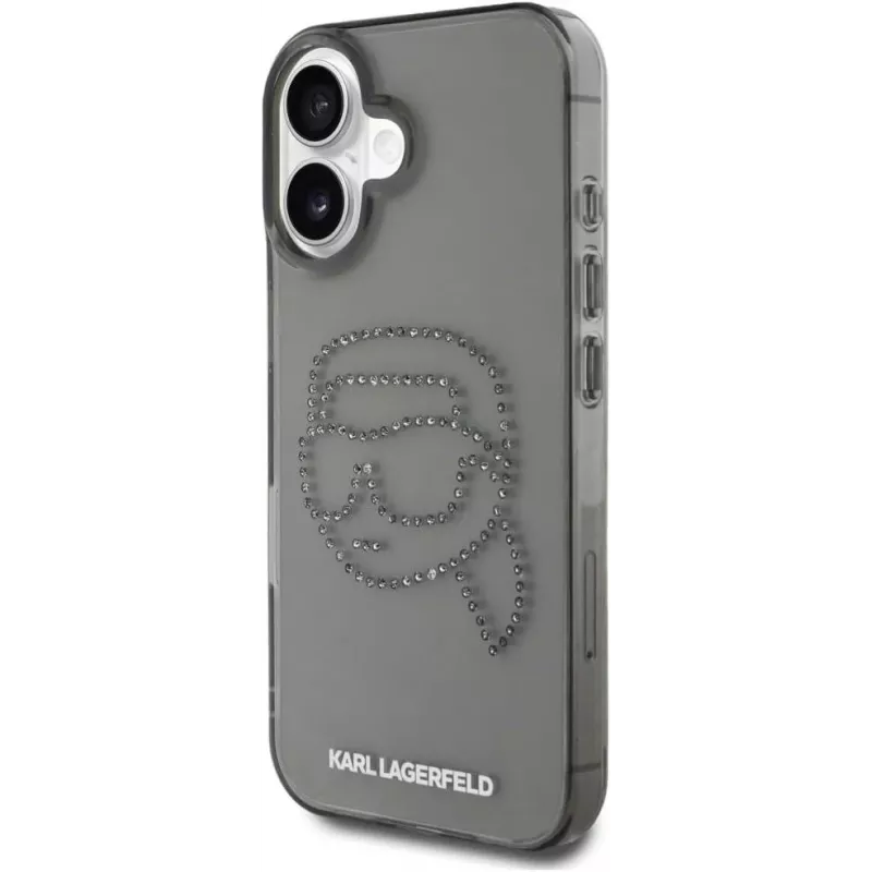 Karl Lagerfeld IML Rhinestones Karl Head puzdro pre iPhone 16 (čierna)