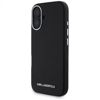Karl Lagerfeld Saffiano FullWrapped Elongated Metal Logo MagSafe puzdro pre iPhone 16 čierna
