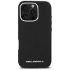 Karl Lagerfeld Saffiano Full Wrapped Elongated Metal Logo MagSafe puzdro pre iPhone 16 Pro čierna