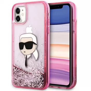 Karl Lagerfeld KLHCN61LNKHCP pevné puzdro pre iPhone 11/XR, ružová, Glitter Karl Head