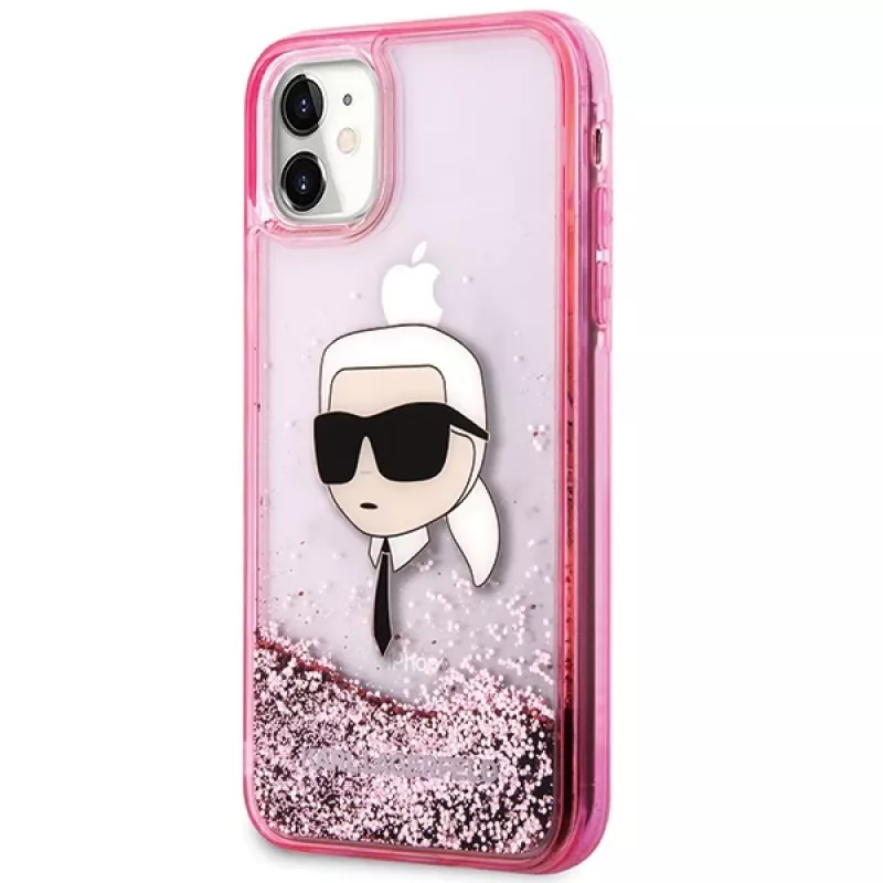 Karl Lagerfeld KLHCN61LNKHCP pevné puzdro pre iPhone 11/XR, ružová, Glitter Karl Head