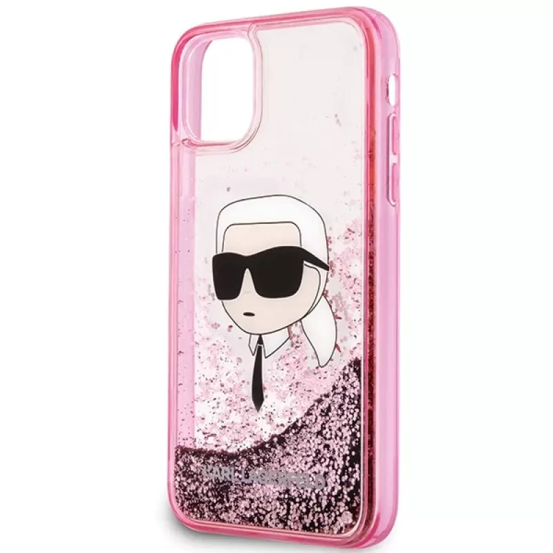 Karl Lagerfeld KLHCN61LNKHCP pevné puzdro pre iPhone 11/XR, ružová, Glitter Karl Head