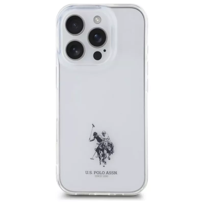 U.S. POLO ASSN. Double Horse Logo IML Printed priehľadný zadný kryt pre iPhone 15 Pro Max 6,7 palca