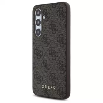Guess 4G Metal Gold Logo zadný kryt pre Samsung Galaxy S24 FE, hnedá