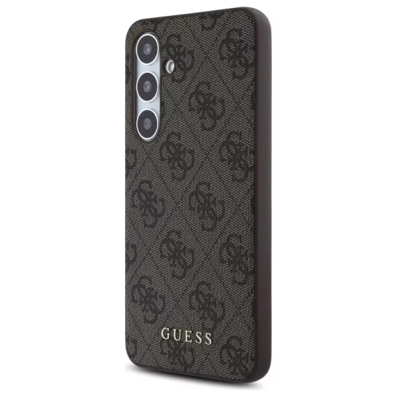 Guess 4G Metal Gold Logo zadný kryt pre Samsung Galaxy S24 FE, hnedá