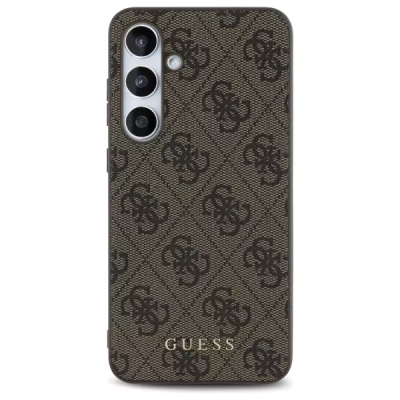 Guess 4G Metal Gold Logo zadný kryt pre Samsung Galaxy S24 FE, hnedá