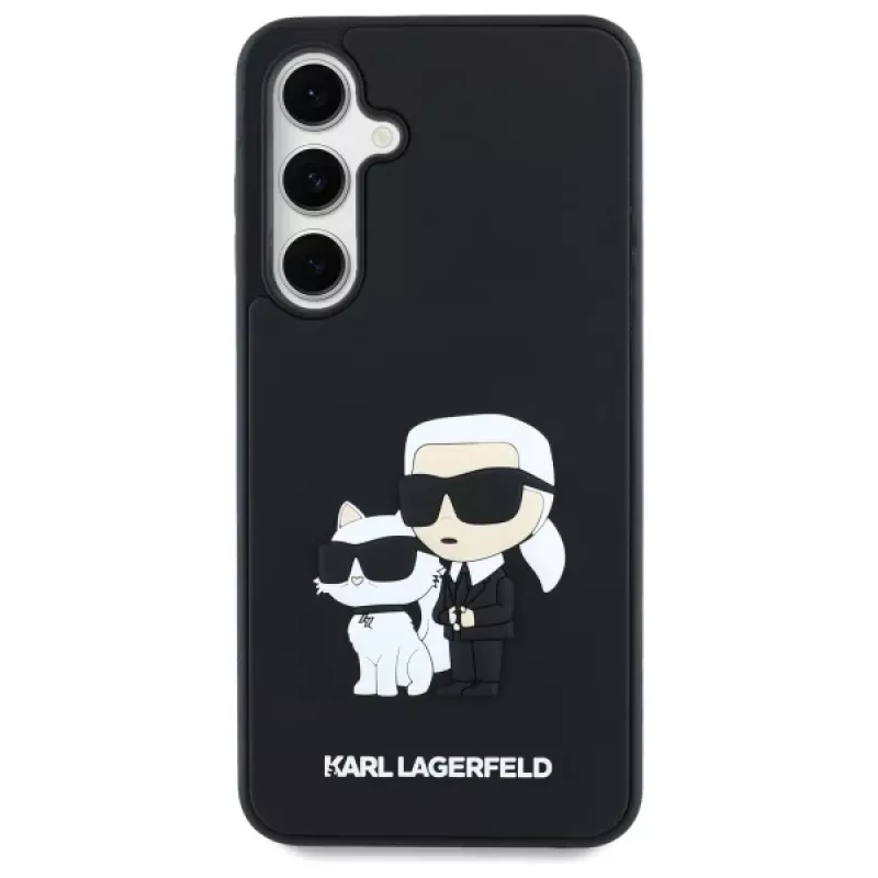 Karl Lagerfeld KLHCS24FE3DRKCNK S24 FE S721 čierna/čierna pevné puzdro 3D Rubber Karl&Choupette