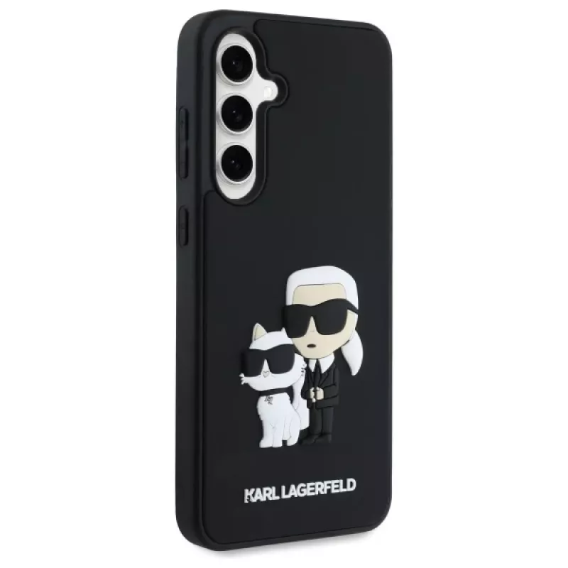 Karl Lagerfeld KLHCS24FE3DRKCNK S24 FE S721 čierna/čierna pevné puzdro 3D Rubber Karl&Choupette