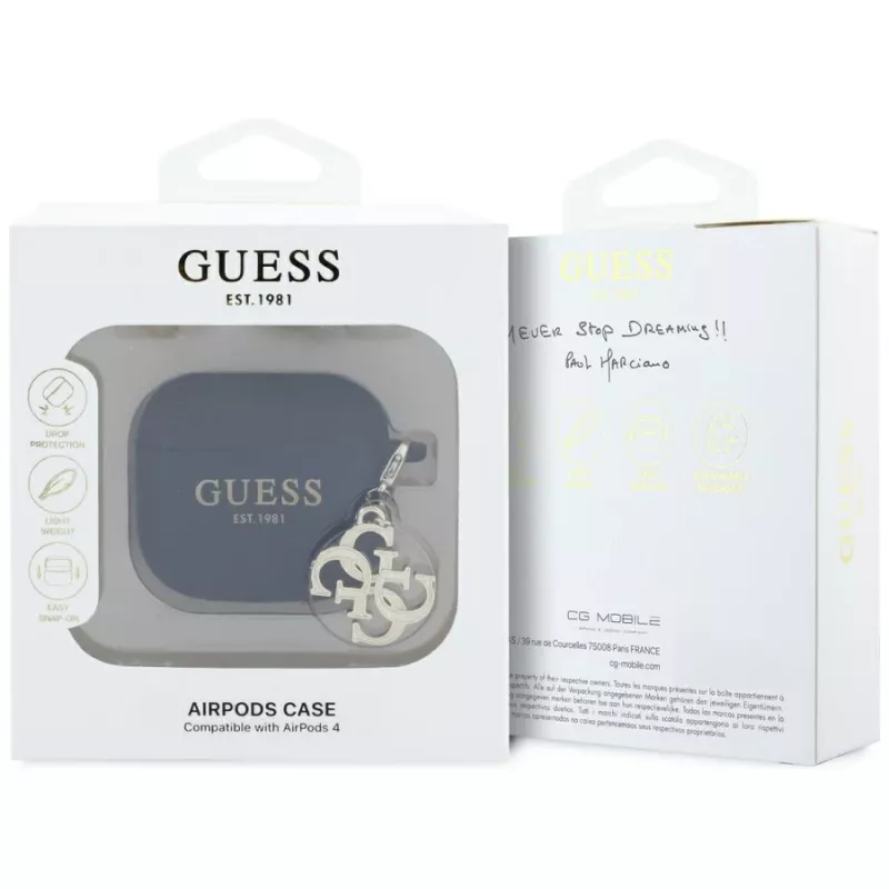 Guess Silicone 4G Charm puzdro pre AirPods 4 - čierna