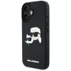 KARL LAGERFELD HC 3D gumený kryt DoubleHeads pre iPhone 16, čierny