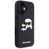 KARL LAGERFELD HC 3D gumený kryt DoubleHeads pre iPhone 16, čierny