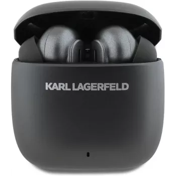 KARL LAGERFELD kovové slúchadlá TWS s potlačeným logom s ANC/ENC - čierne